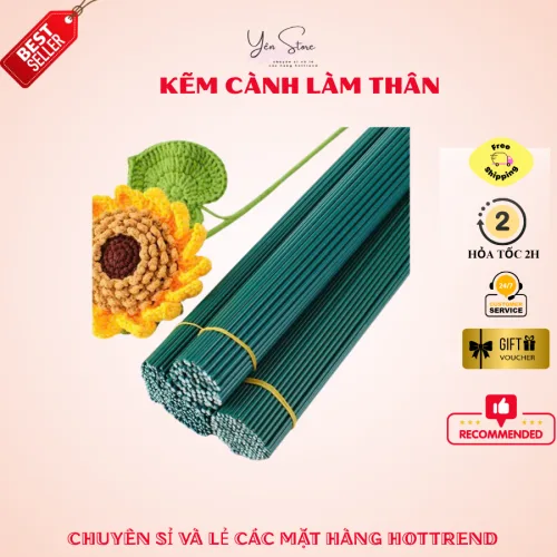 Sỉ 50-100 Cây Kẽm Cành, Kẽm Thân Hoa,Cây Thép Bọc Nhựa Dùng Làm Thân Hoa Kẽm Nhung, Thân Hoa Sáp